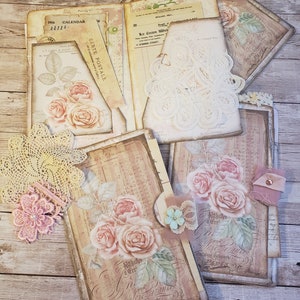 Shabby Chic loaded Junk Journal file folder, happy mail, ephemera, scrapbooking, journal, handmade folder