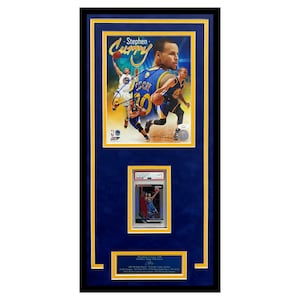 Stephen Steph Curry Autographed Signed 8x10 Photo Framed with Nameplate, Graded 10 Card, Suede Matboard. JSA COA, Golden State Warriors