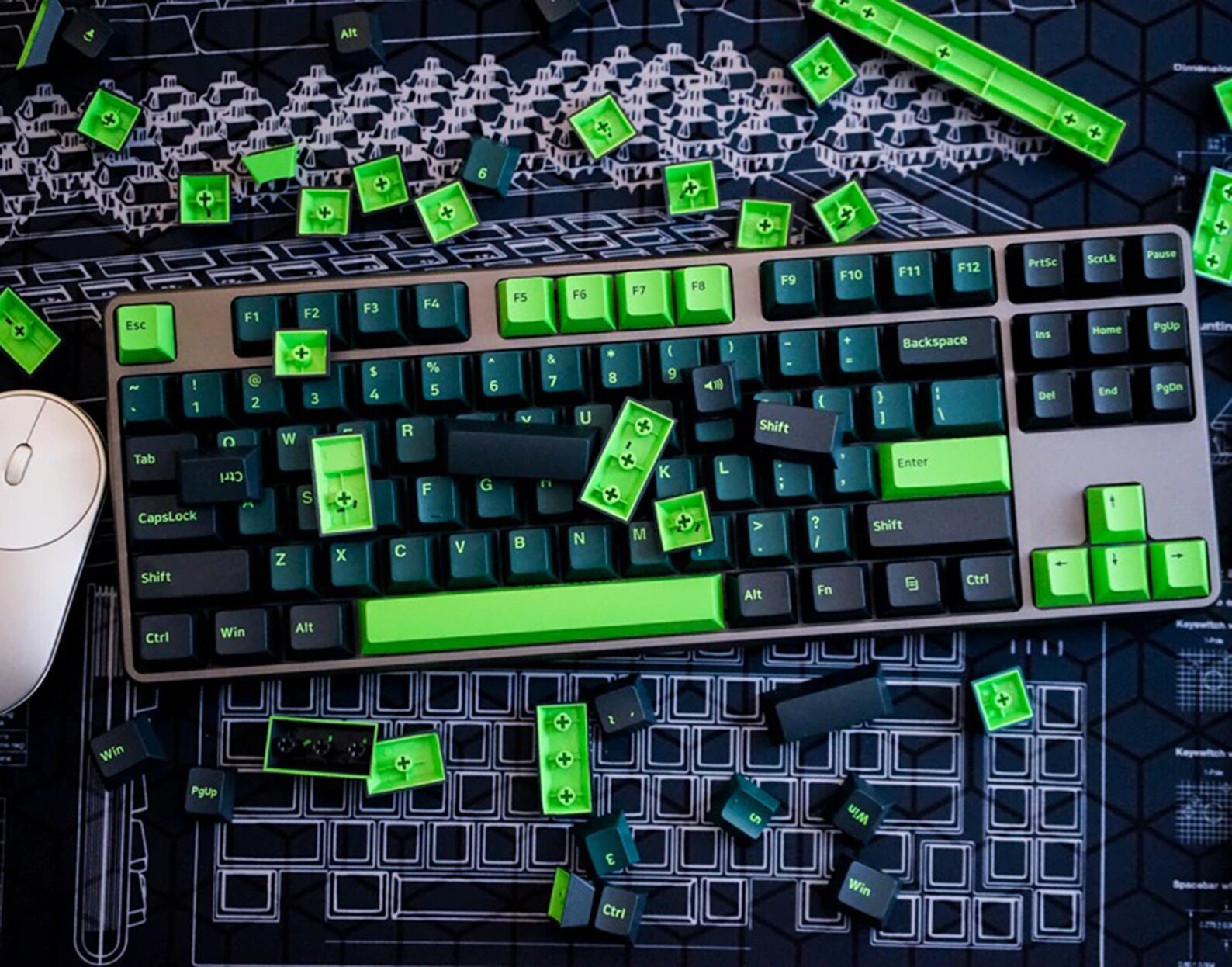 Green Keycaps Set 160 Keys PBT Doubleshot Cherry Profile for Etsy