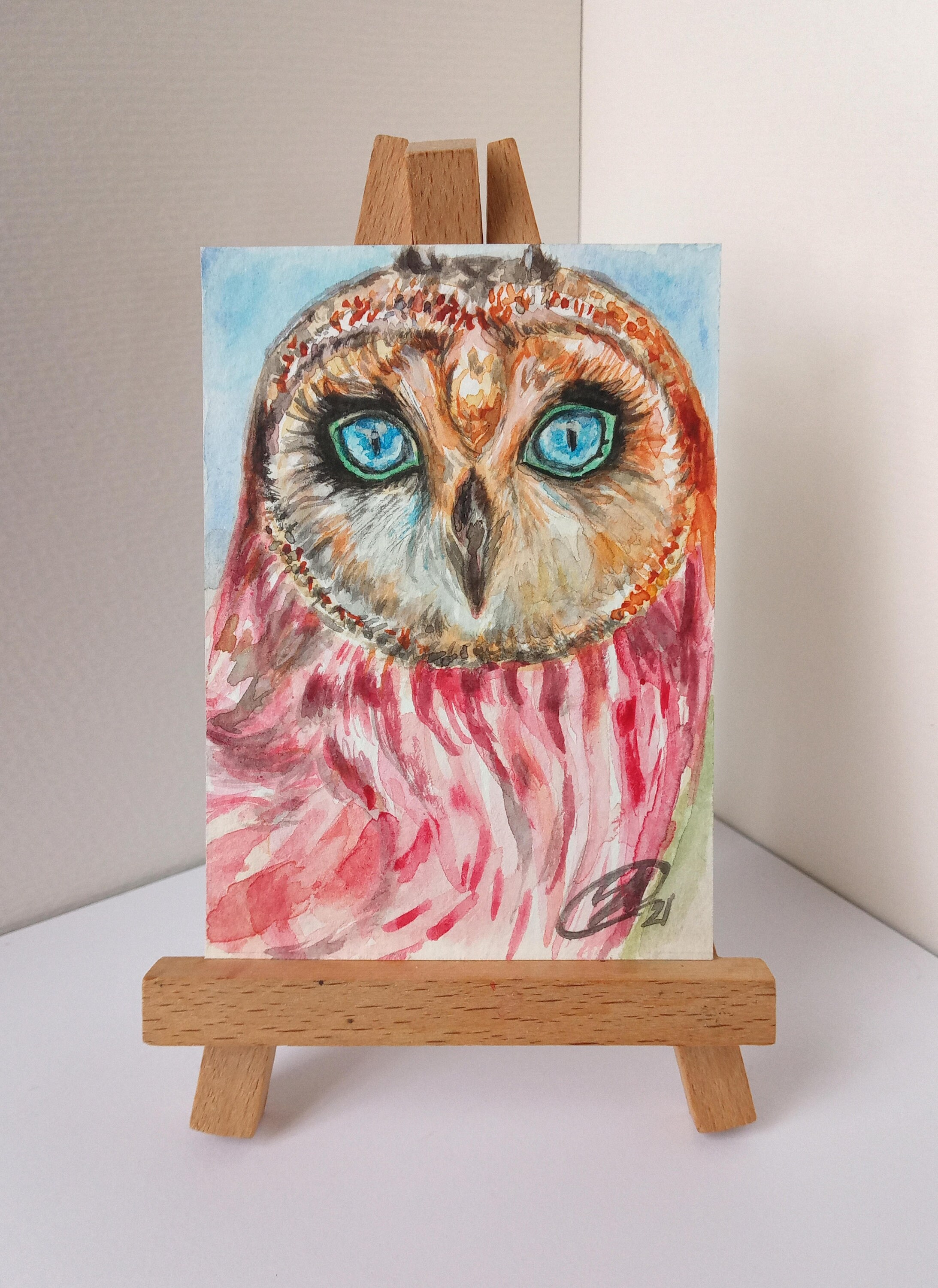 Collectable original aceo sketch card art cards owl birds Etsy 日本