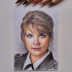 Tarjeta de dibujo personalizada psc aceo 2.5: 3.5 pulgadas arte original hecho a mano lápices, óleo, acuarela saramanzoniart
