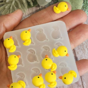 Mini duckling, duck  doll house silicon mold, pond sugarcraft for gumpaste fondant chocolate polymer clays resin TEENY TINY Duck 16 cavities
