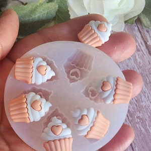 Ice cream silicon mold, cupcake silicon mold, gumpaste, chocolate,  fondant, polymer clay,  plaster,  resin Uv, 6 cavities