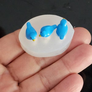 Micro mini birds 3D silicon mold, earing, doll house, sugarcraft, gumpaste, cold porcelain, chocolate,  resin,  polymer clay, resin, earings