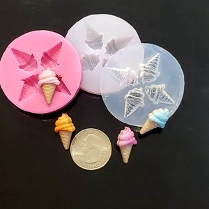 Mini ice cream silicon Mold,  Bake Supplies, polymer clay, cold porcelain, resin, plaster, fondant, clay, candles,  wax