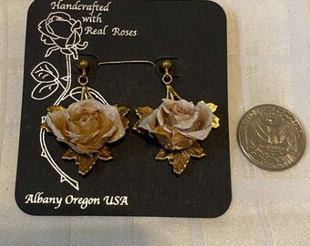 Vintage Resin Dipped Rose Petal Drop Earrings