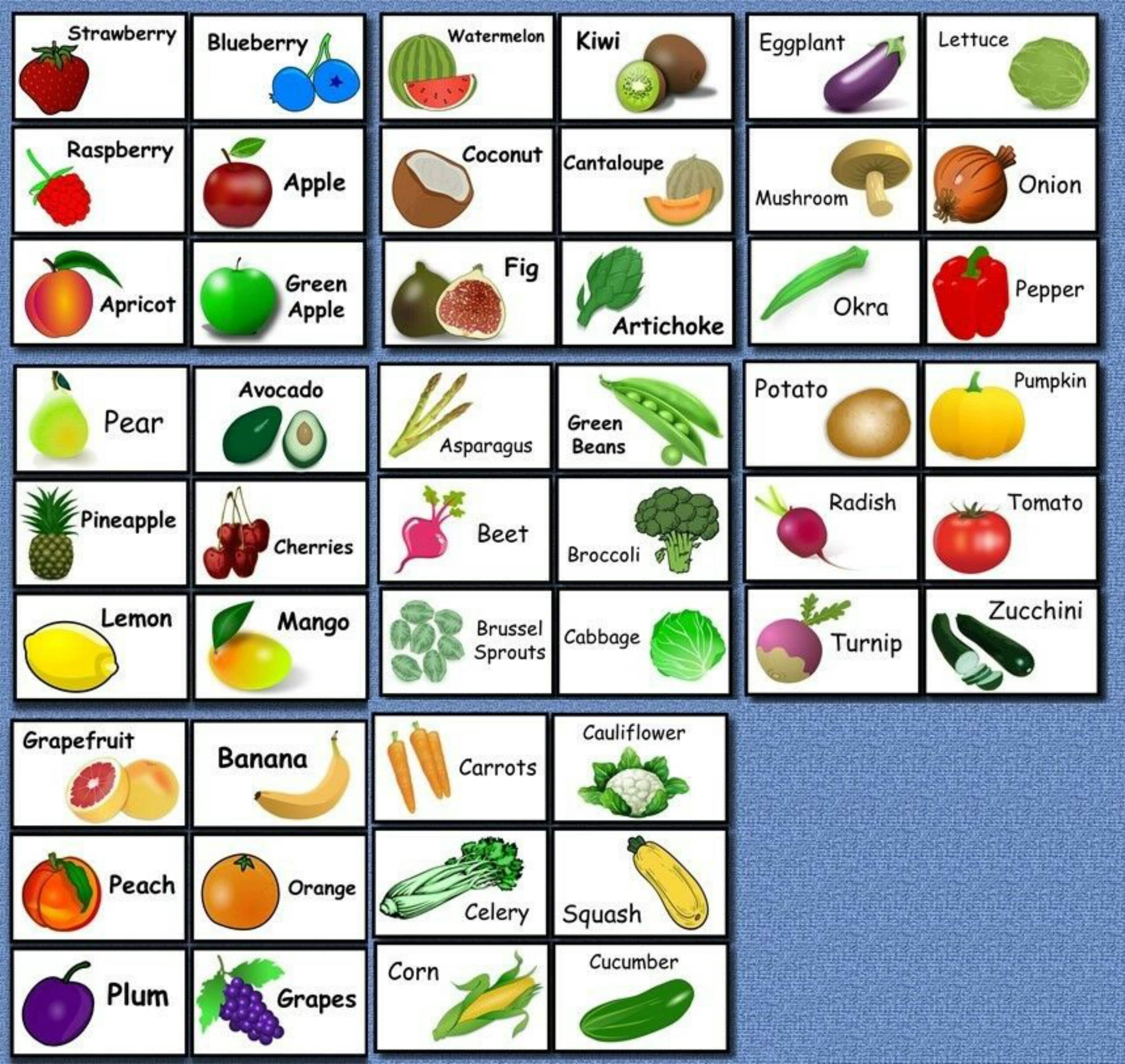 46 Fruits and Vegetable FLASH CARDS LAMINATED | Etsy