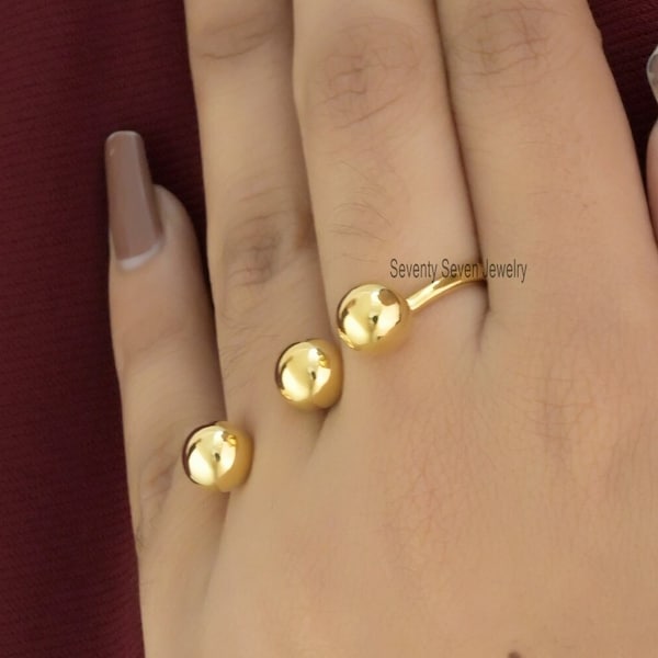 14K Gold Two Finger Ring, Fashionable Ring, Two finger Connected Ring, Double Ring, Trendy Double Ring, Minimal Two Finger Ring, Finger Ring