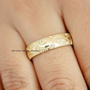 925 Silver Flower Pattern Band, Engraved Floral Band, Stacking Band, Floral Band Ring, Carved Wedding Band, Silver Band Ring, Round Band