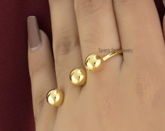 cesoi＊2Finger Crystal Ring Gold Chain Ring, Double Finger Ring, Bohemian Rings, Slave Ring