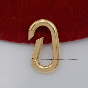 9K Gold Charm Holder, Link Connector Lock, Oval Enhancer Link Spring Lock Jewelry, Gold Link Lock, 9K Gold Enhancer Charms Holder