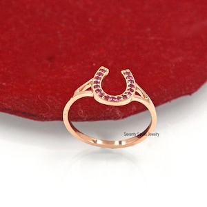 Hufeisen-Diamant-Ring, 9-karätiger Gold-Hufeisen-Diamant-Ring, 9-karätiger Gold-Hufeisen-Ring, Glücks-Hufeisen-Goldring, Mini-Diamant-Ring