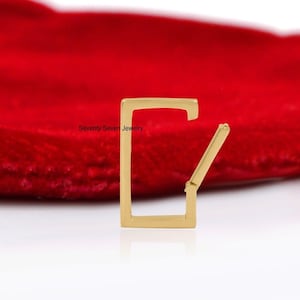Solid Enhancer 9K Gold Square Charms Holder, Enhancer Link, Square Charm Lock, 9K Gold Link Lock, 9K Gold Lock, Gold Elongated Lock