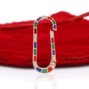 925 Silver Enamel Charm Holder, Enamel Push Lock, Multi Enamel Charm Enhancer, 925 Silver Enhancer, Silver Charm Holder, Enamel Enhancer