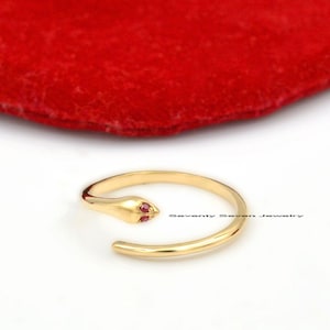 14K Solid Gold Diamond Snake Ring, Diamond Snake Ring Gold, Minimalist Snake ring Gold, 14K Snake Ring Jewelry, Solid gold Snake Ring