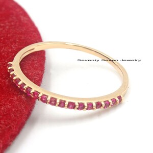 925 Silver Ruby Gemstone Ring, Ruby Half Eternity Band, Ruby Stacking Ring, Gemstone Ring, Dainty Ruby Band Ring, Eternity Band