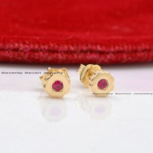 14k Gold Diamond Flower Studs, Gold Diamond Studs, Women Gold Studs, Diamond Mini Gold Studs, Diamond Solitaire Stud Earrings Gold