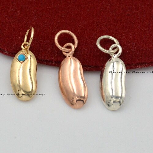 14K Gold Kidney Bean Charms Minimalist Beans Charm Bean Etsy