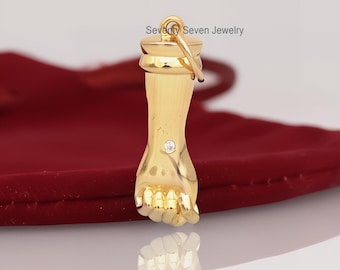Colgante Figa Mano, Colgante Figa Diamante Plata 925, Colgante Figa Mano Charm, Joyas Figa Oxidado, Charm Figa Oro Vermeil