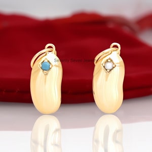 925 Silver Bean Charms Pendant, Silver Beans Charm Pendant, 1Pc Blue Topaz Bean Jewelry, Charms Pendant, Kidney Charms, Silver Bean Jewelry