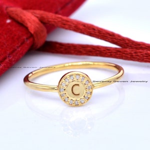 925 Silver Diamond Initial Signet Ring, Diamond Letter Ring, Initial Ring, Alphabet Ring, Personalized Ring Jewelry, Custom Letter Ring
