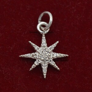 925 Silber Diamant Starburst Anhänger, Starburst Anhänger Halskette, Diamant-Stern-Anhänger, Pave Starburst Halskette, Weihnachtsschmuck Bild 4