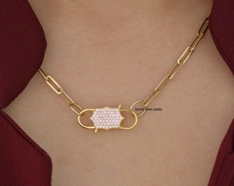 Zilveren diamanten hangslot, effenen te openen hangslot, edelsteen hangslot sieraden, handgemaakte hangslot hanger, dubbelzijdig hangslot