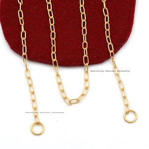 925 Silver Cable Chain Necklace, Enhancer Oval Link Chain, Handmade Chain, Wholesale Paperclip Chain, 14k Gold Vermeil Link Chain