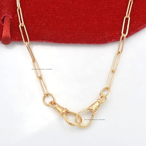 14K Gold Swivel Chain Necklace, Paperclip Chain Necklace, Gold Swivel Lock, 14K Gold Link Chain, Gold Oval Link Chain Necklace, Cable Chain