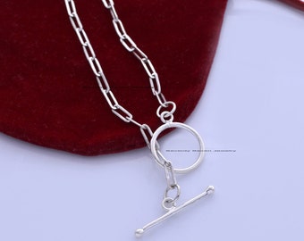 925 Sterling Silver Toggle Clasp Necklace