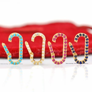 Turquoise 14K Gold Charm Enhancer: Oval Link Lock with Lab Diamond