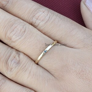 14K Gold Black Diamond Band Ring, 14K Stackable Black Diamond Thin Ring, Gold Diamond Band,14k Dainty Band, 14k Gold Engagement Diamond Ring