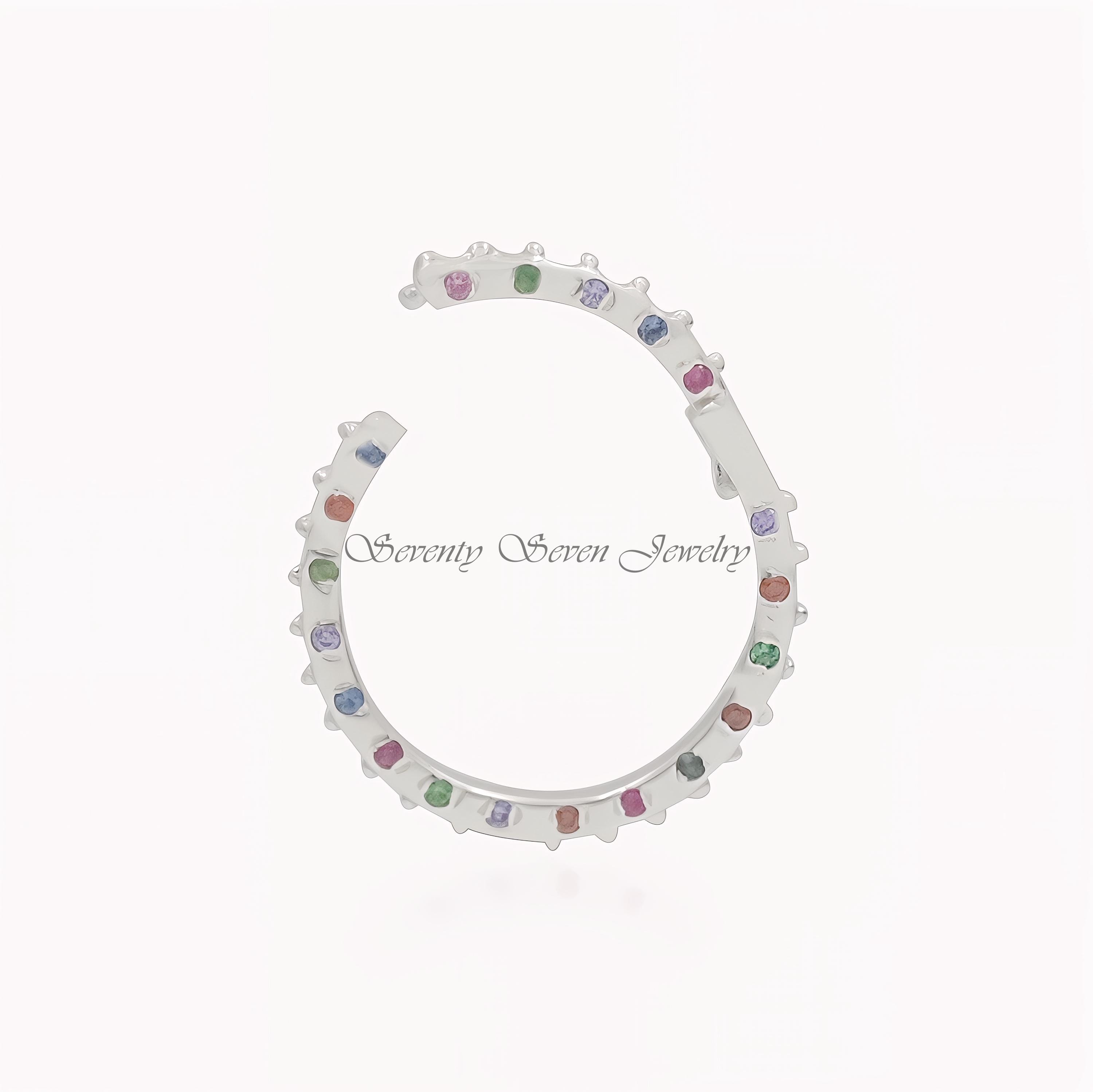 925 Silver Multi Gemstone Round Charm Holder - 10/18mm - View 6 - Seventy Seven Jewelry | SKU: SSMJP655-SLWGMTCS-10M-V2026,SS 925 Silver Multi Gemstone Round Charm Holder - 10/18mm - View 6 - Seventy Seven Jewelry | SKU: SSMJP655-SLWGMTCS-10M-V2026,SS