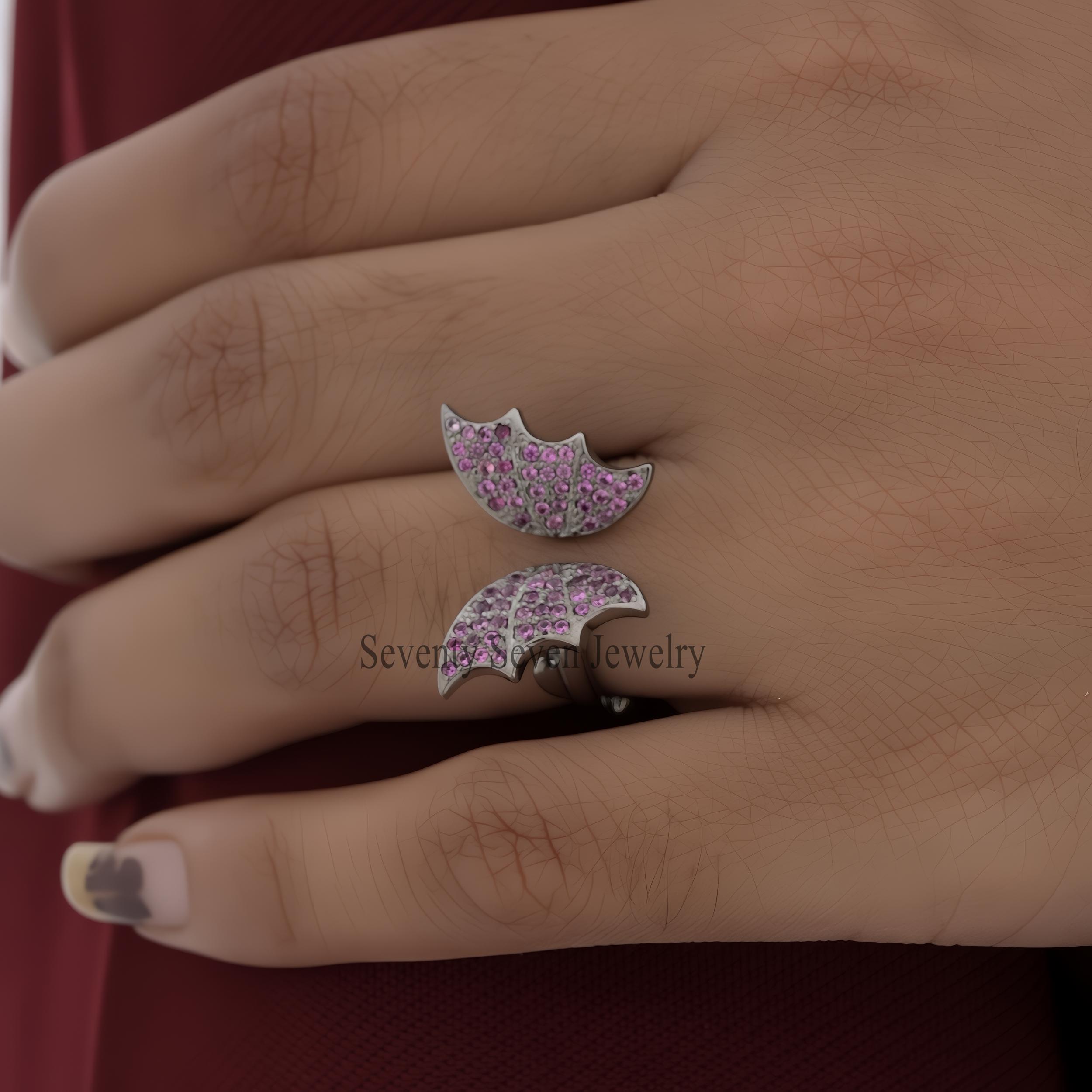 925 Silver Diamond Bat Wing Ring: Halloween Vampire Jewelry - View 4 - Seventy Seven Jewelry | SKU: SSMJR2731-SLRHPSP-US-4 925 Silver Diamond Bat Wing Ring: Halloween Vampire Jewelry - View 4 - Seventy Seven Jewelry | SKU: SSMJR2731-SLRHPSP-US-4