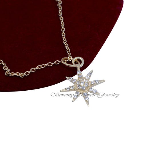 925 Silver Diamond Starburst Pendant Necklace: Christmas Jewelry