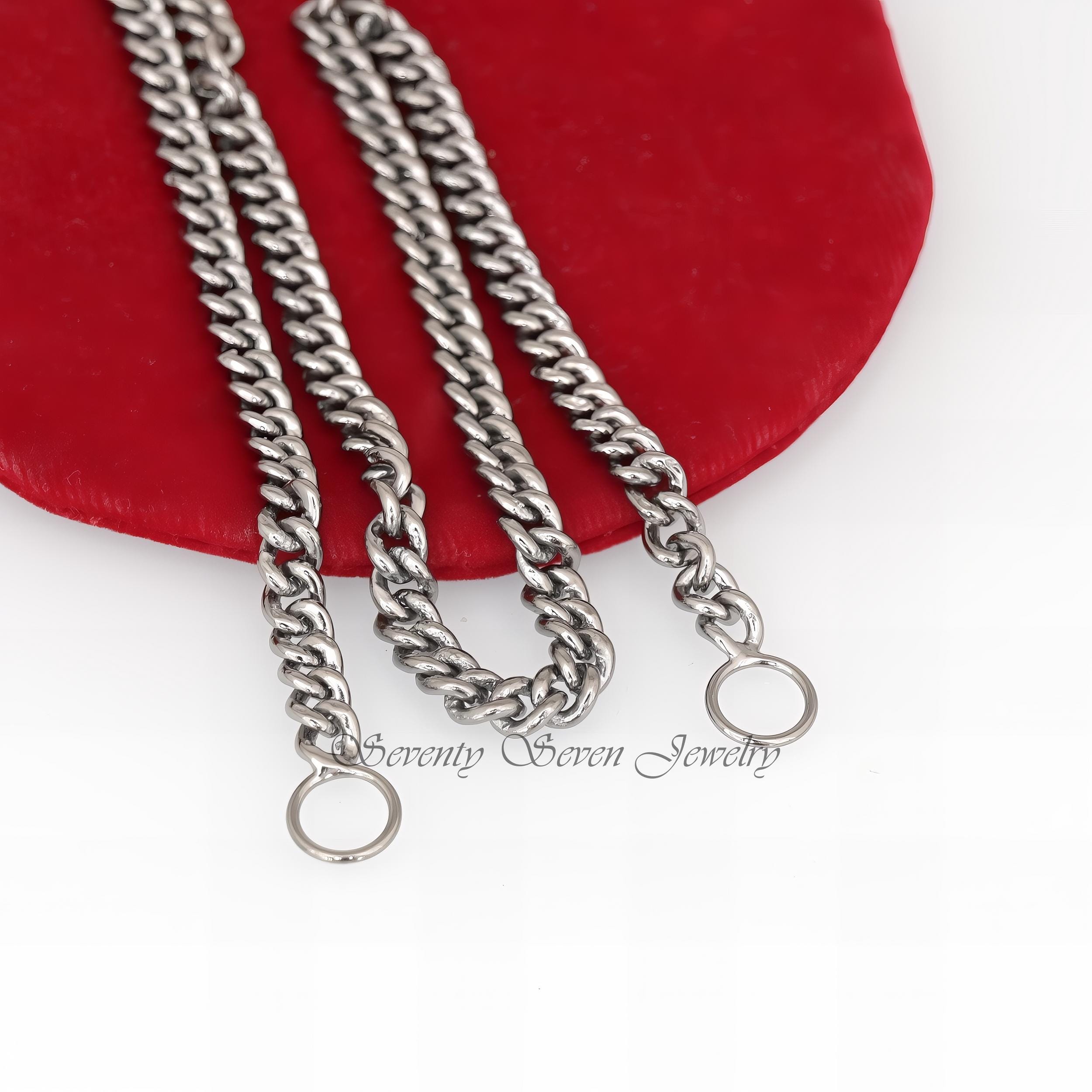 Sterling Silver Curb Chain Necklace: 4.5mm Cuban Link Choker - View 7 - Seventy Seven Jewelry | SKU: SSG17-SLYG-5M-18I-V Sterling Silver Curb Chain Necklace: 4.5mm Cuban Link Choker - View 7 - Seventy Seven Jewelry | SKU: SSG17-SLYG-5M-18I-V