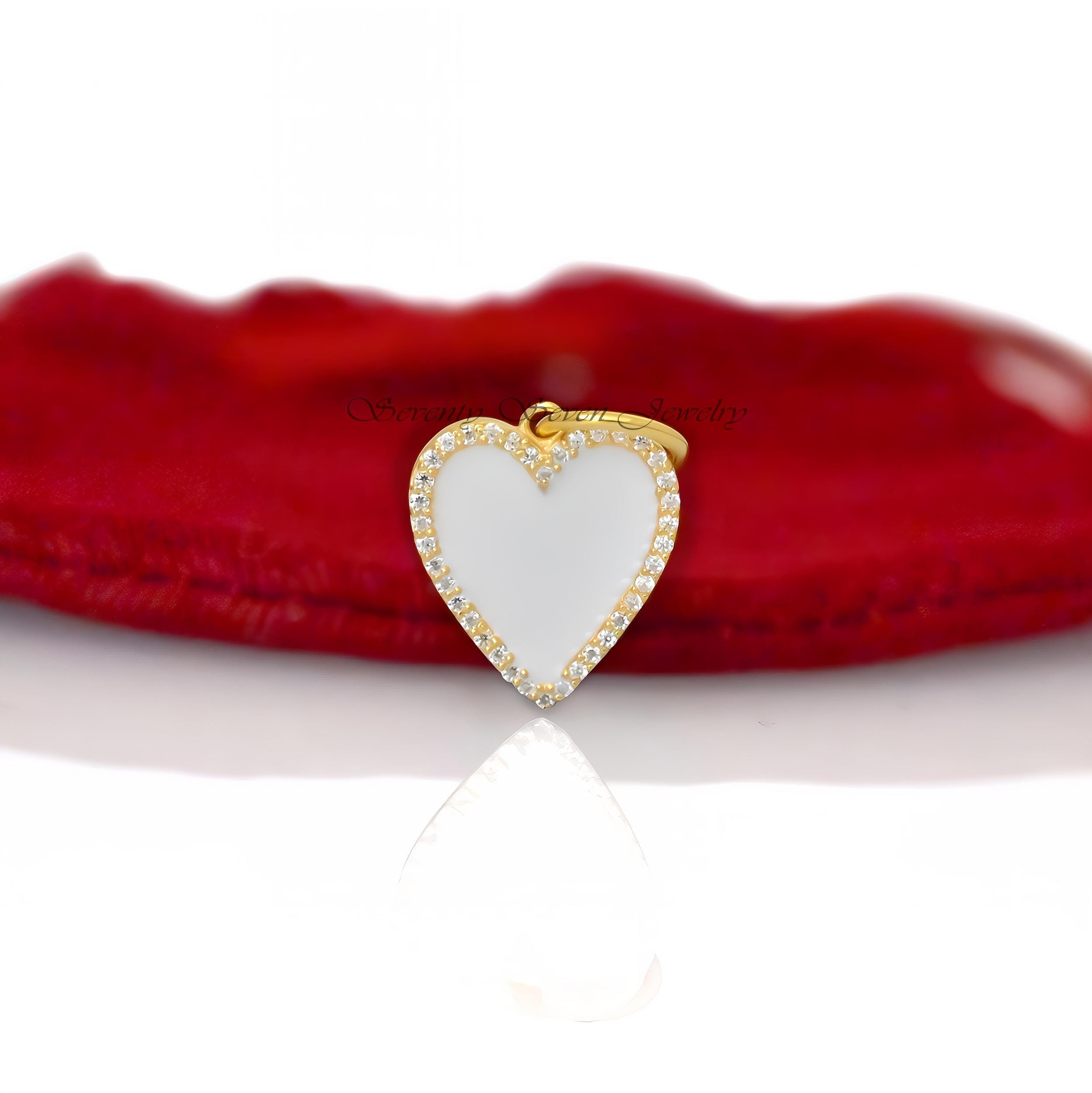 14k Gold Gemstone Enamel Heart Pendant: Turquoise Charm - Seventy Seven Jewelry | SKU: SSMJP630-14KYGDIELR-2026 14k Gold Gemstone Enamel Heart Pendant: Turquoise Charm - Seventy Seven Jewelry | SKU: SSMJP630-14KYGDIELR-2026