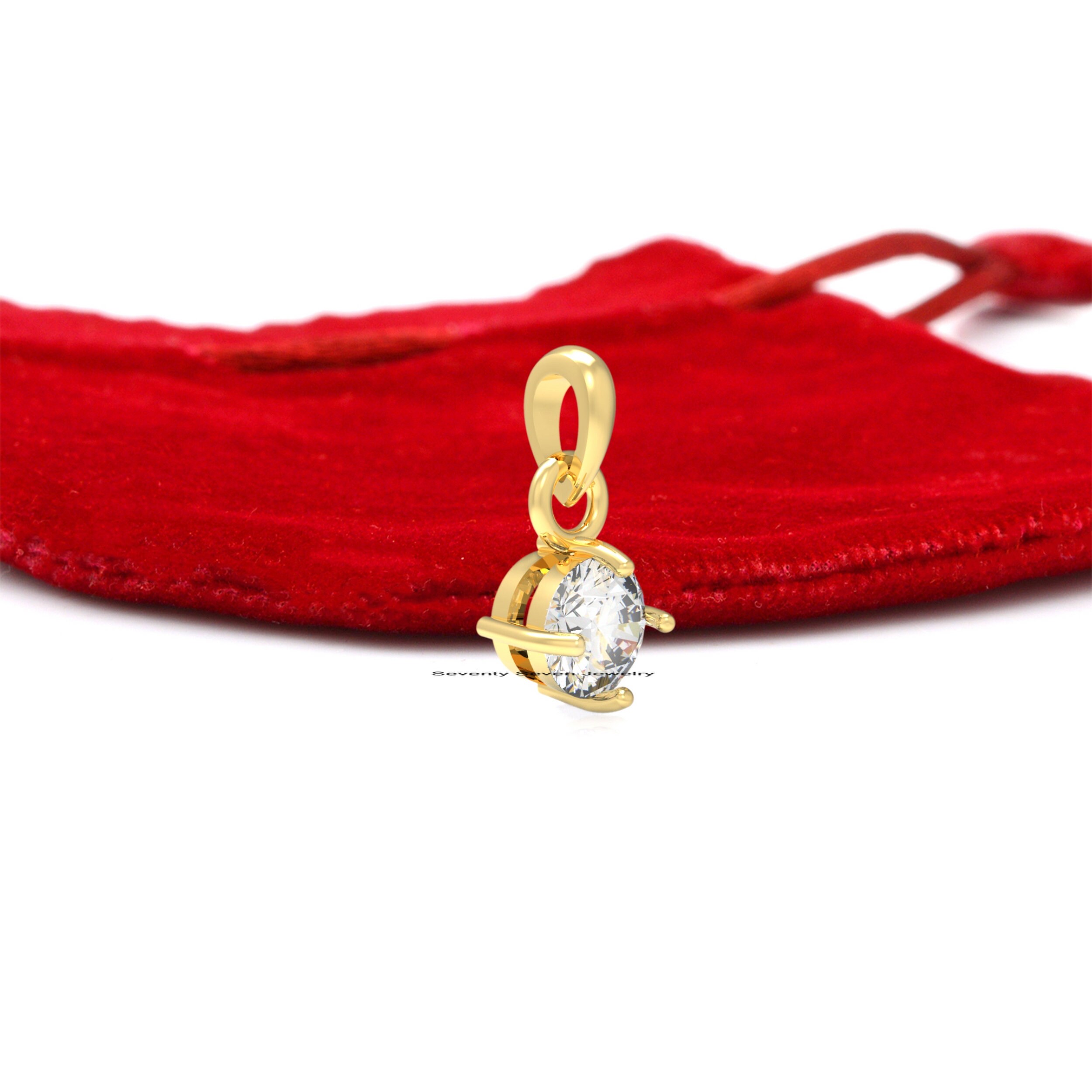 Sterling Silver Gemstone Drop Pendant - Tiny Round Charm (15*7 MM) - View 4 - Seventy Seven Jewelry | SKU: SSMJP1043-SLYG-202 Sterling Silver Gemstone Drop Pendant - Tiny Round Charm (15*7 MM) - View 4 - Seventy Seven Jewelry | SKU: SSMJP1043-SLYG-202