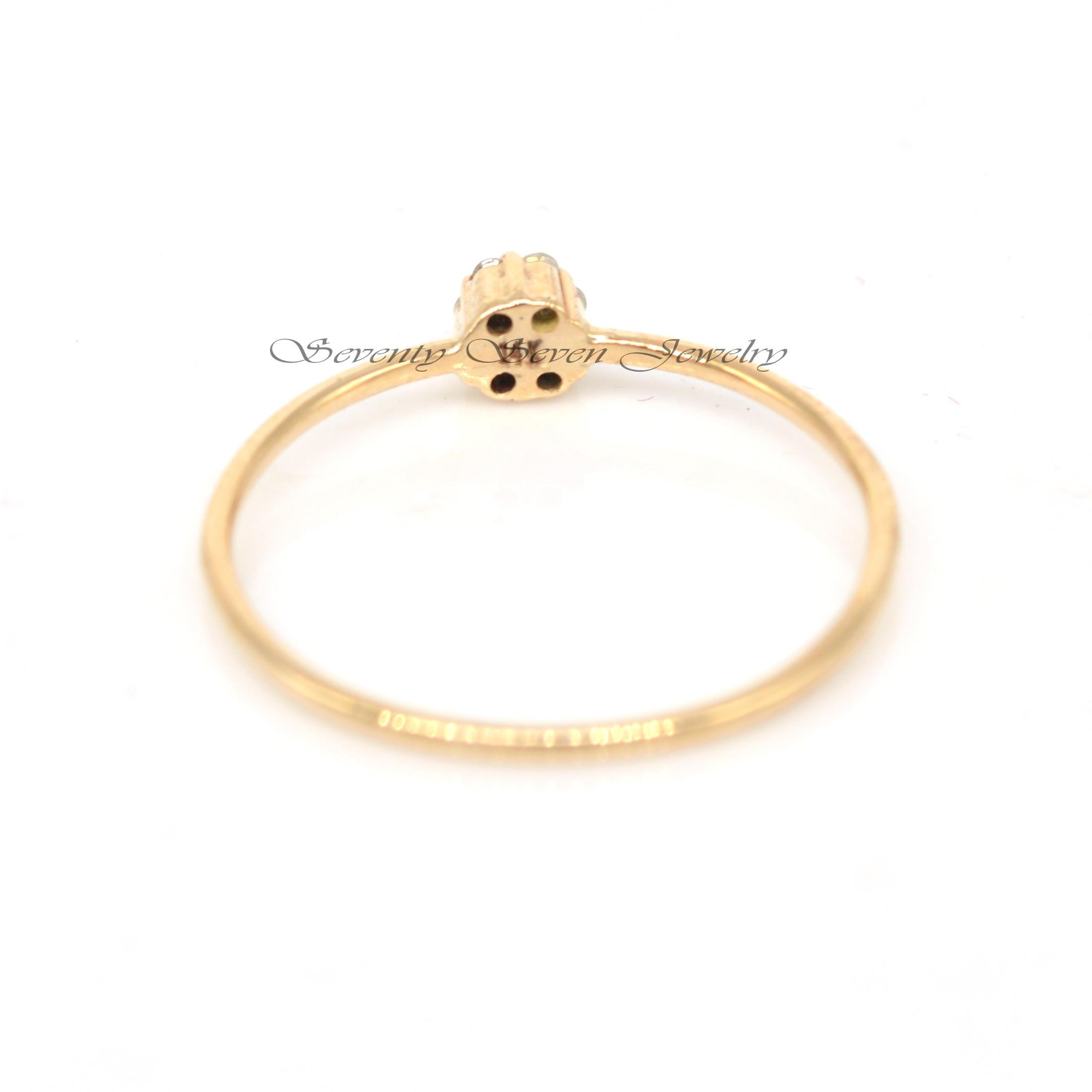 9K Gold Diamond Flower Ring: Floral Promise Band - View 5 - Seventy Seven Jewelry | SKU: SSMJR388-9KYGDI-2026 9K Gold Diamond Flower Ring: Floral Promise Band - View 5 - Seventy Seven Jewelry | SKU: SSMJR388-9KYGDI-2026
