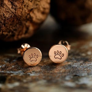 Gold Plated Paw Print Studs, Dog Paw Earrings, Personalized Paw Print Studs, Pet Memorial Studs, Tiny Paw Print Earrings, Paw Print Studs