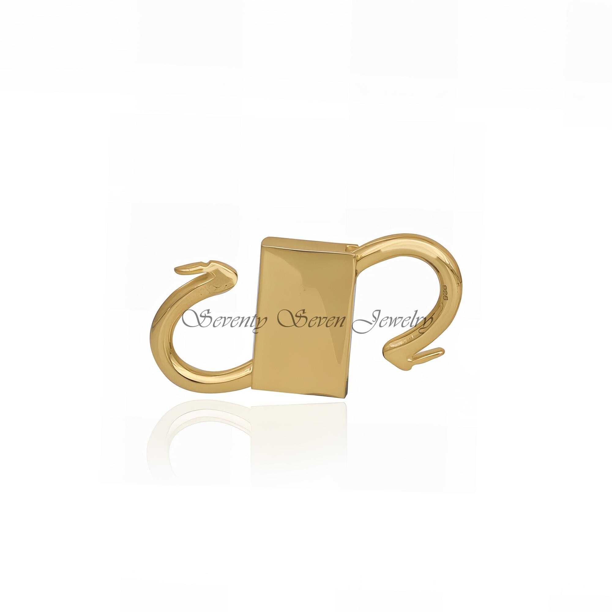 Handmade 14k Gold Plated Padlock Pendant: Openable 925 Silver Jewelry - View 3 - Seventy Seven Jewelry | SKU: SSMJP31-SLRG-20 Handmade 14k Gold Plated Padlock Pendant: Openable 925 Silver Jewelry - View 3 - Seventy Seven Jewelry | SKU: SSMJP31-SLRG-20