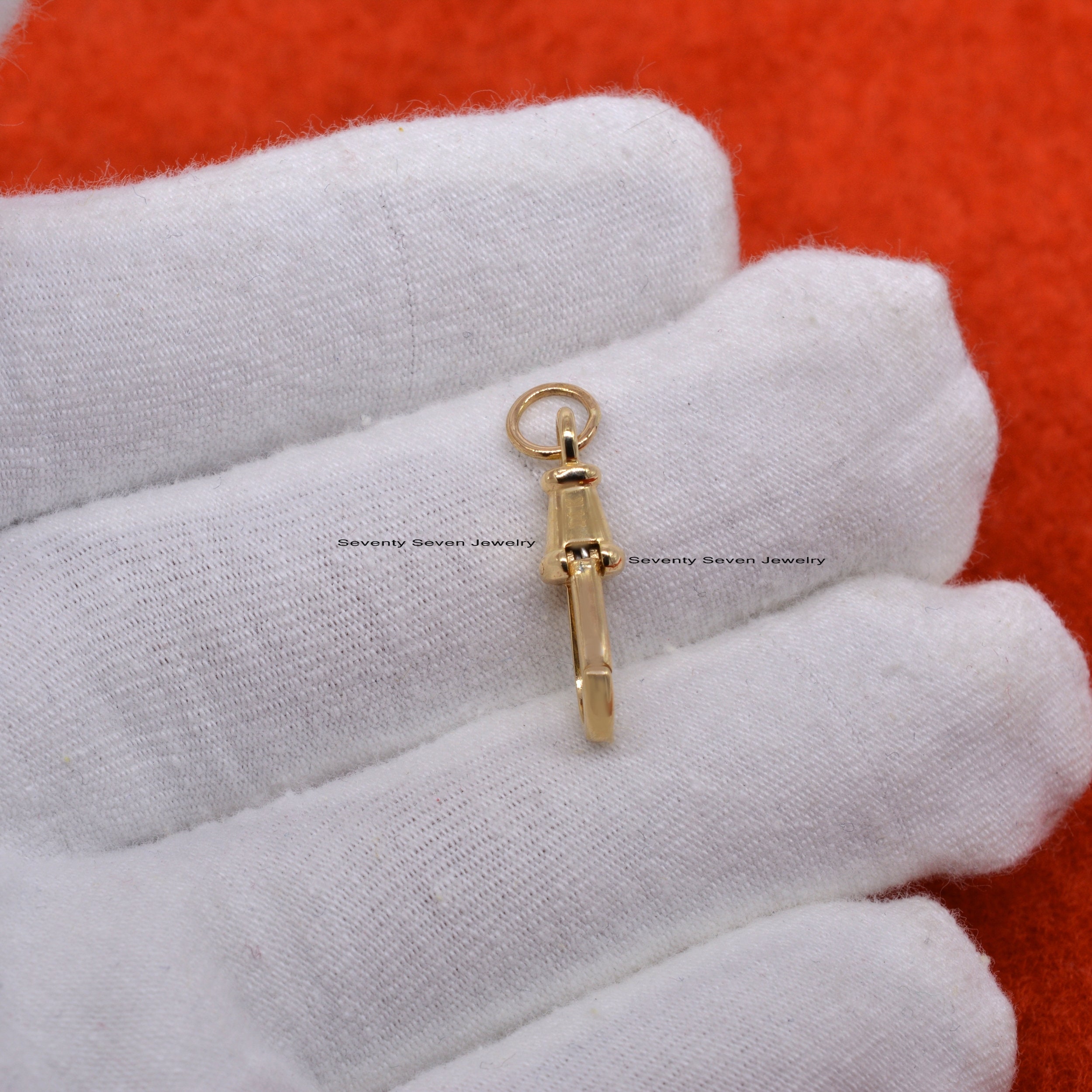 9k Gold Swivel Lock Pendant: Handmade Jewelry (20x8 MM) - View 7 - Seventy Seven Jewelry | SKU: SSMJF09-9KYG-2026 9k Gold Swivel Lock Pendant: Handmade Jewelry (20x8 MM) - View 7 - Seventy Seven Jewelry | SKU: SSMJF09-9KYG-2026