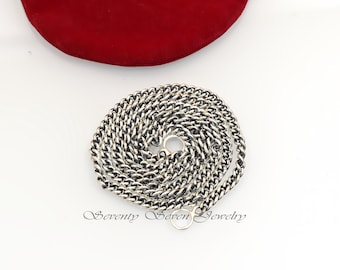 Oxidized Sterling Silver Curb Chain Necklace: Carabiner Lock