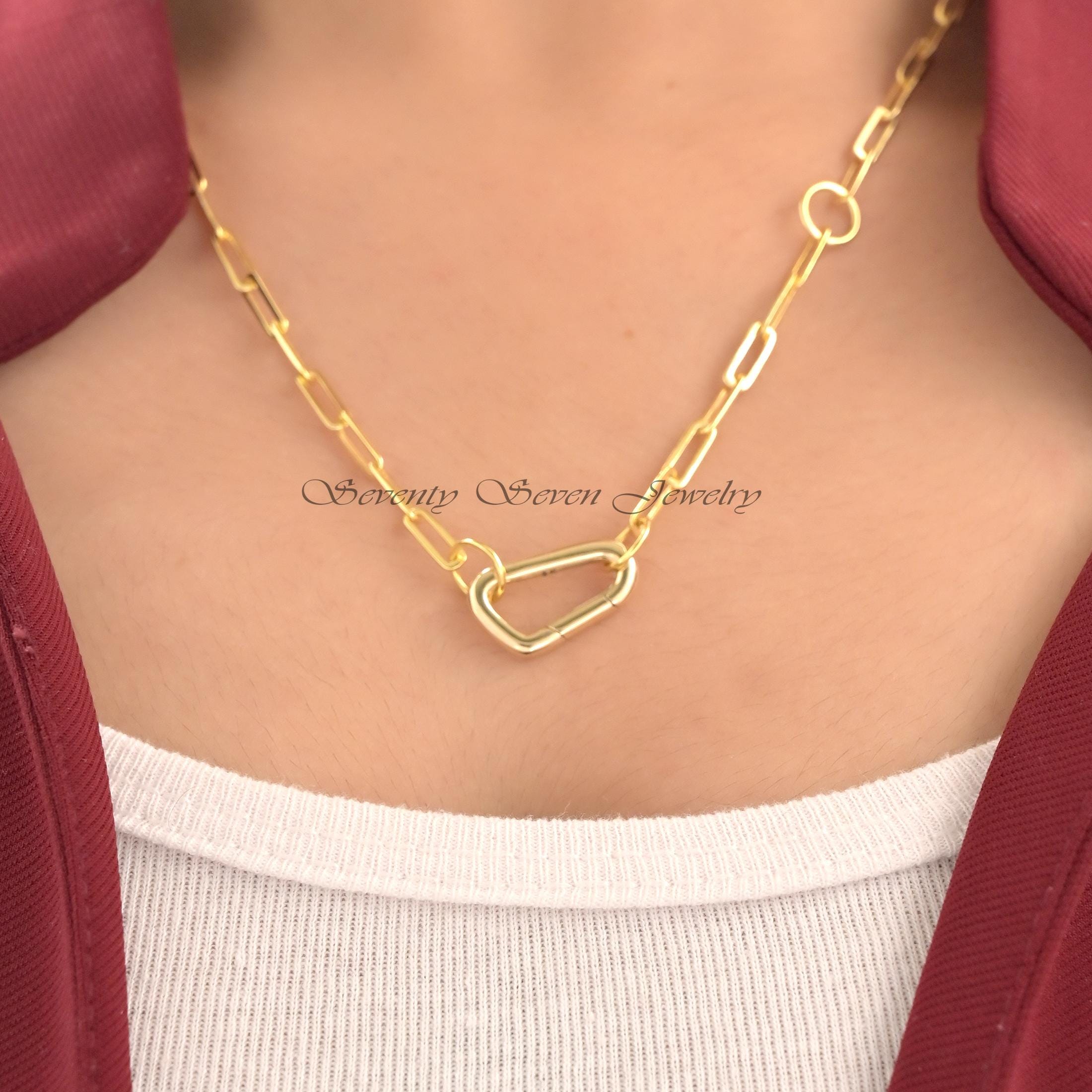 14k Gold Triangle Enhancer Lock: Charm Holder, Multi Link Jewelry (20*12 MM) - View 4 - Seventy Seven Jewelry | SKU: SSMJH444 14k Gold Triangle Enhancer Lock: Charm Holder, Multi Link Jewelry (20*12 MM) - View 4 - Seventy Seven Jewelry | SKU: SSMJH444