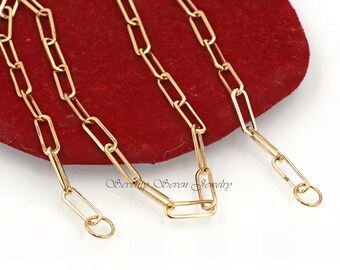 9k Solid Gold Paperclip Chain Necklace (10*3.21 MM)