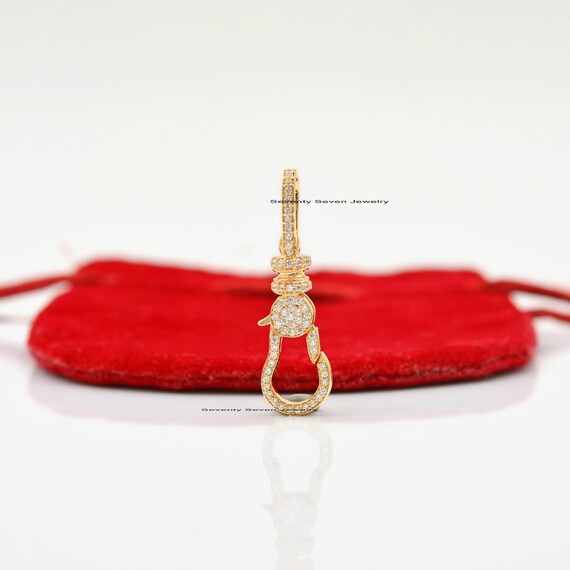 18K Gold Lobster Lock Pendant Gold 18K Diamond Lobster Lock Etsy