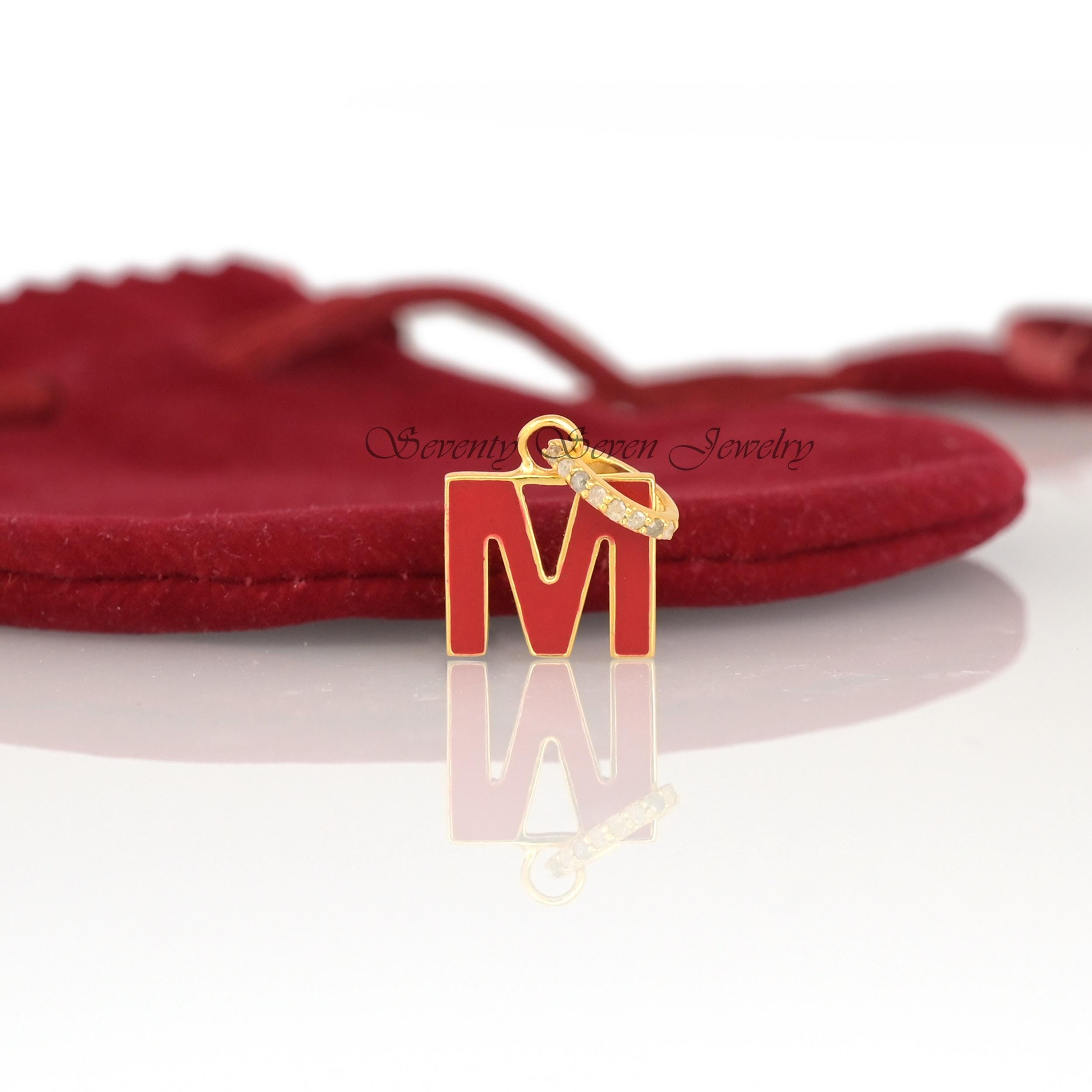 Turquoise Enamel Initial Pendant: Diamond Letter Charm, 925 Silver - Seventy Seven Jewelry | SKU: SSMJP1029-SLYGDIELTQ-R-2026 Turquoise Enamel Initial Pendant: Diamond Letter Charm, 925 Silver - Seventy Seven Jewelry | SKU: SSMJP1029-SLYGDIELTQ-R-2026