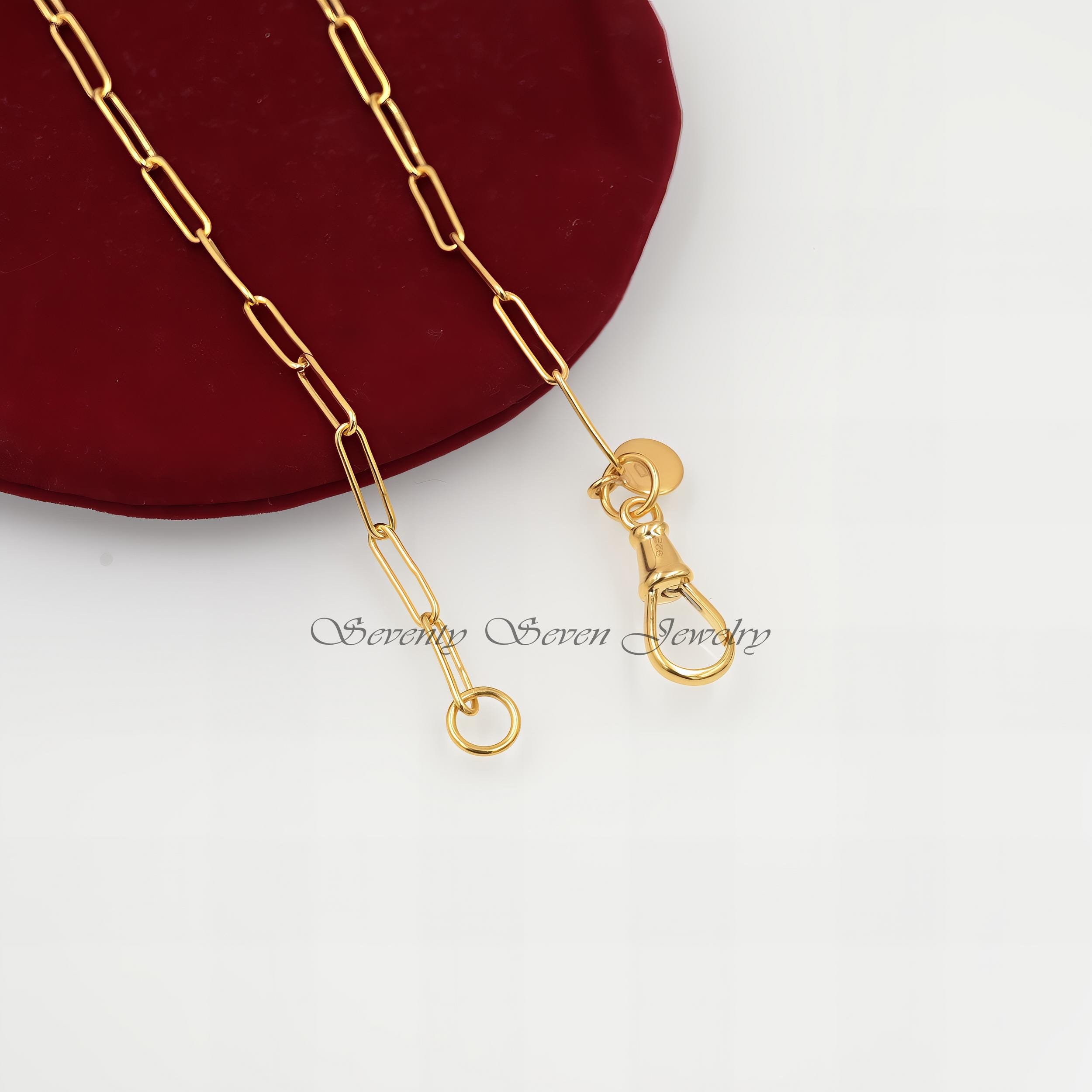 925 Silver Paperclip Chain Necklace: Swivel Push Lock Layer - Seventy Seven Jewelry | SKU: SSG2-SLYG-11M-16I-F214-F96-V 925 Silver Paperclip Chain Necklace: Swivel Push Lock Layer - Seventy Seven Jewelry | SKU: SSG2-SLYG-11M-16I-F214-F96-V