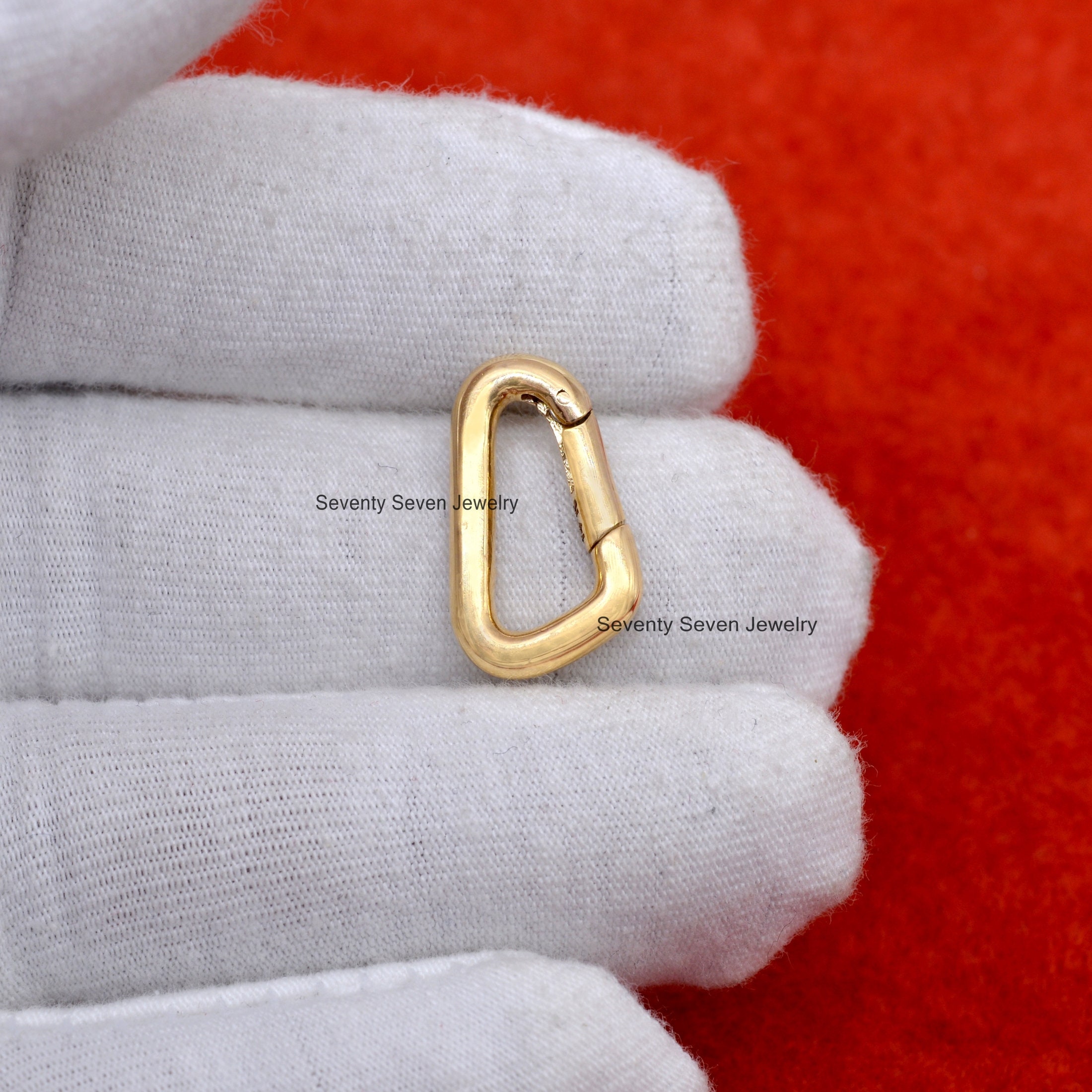 14k Gold Triangle Enhancer Lock: Charm Holder, Multi Link Jewelry (20*12 MM) - View 7 - Seventy Seven Jewelry | SKU: SSMJH444 14k Gold Triangle Enhancer Lock: Charm Holder, Multi Link Jewelry (20*12 MM) - View 7 - Seventy Seven Jewelry | SKU: SSMJH444