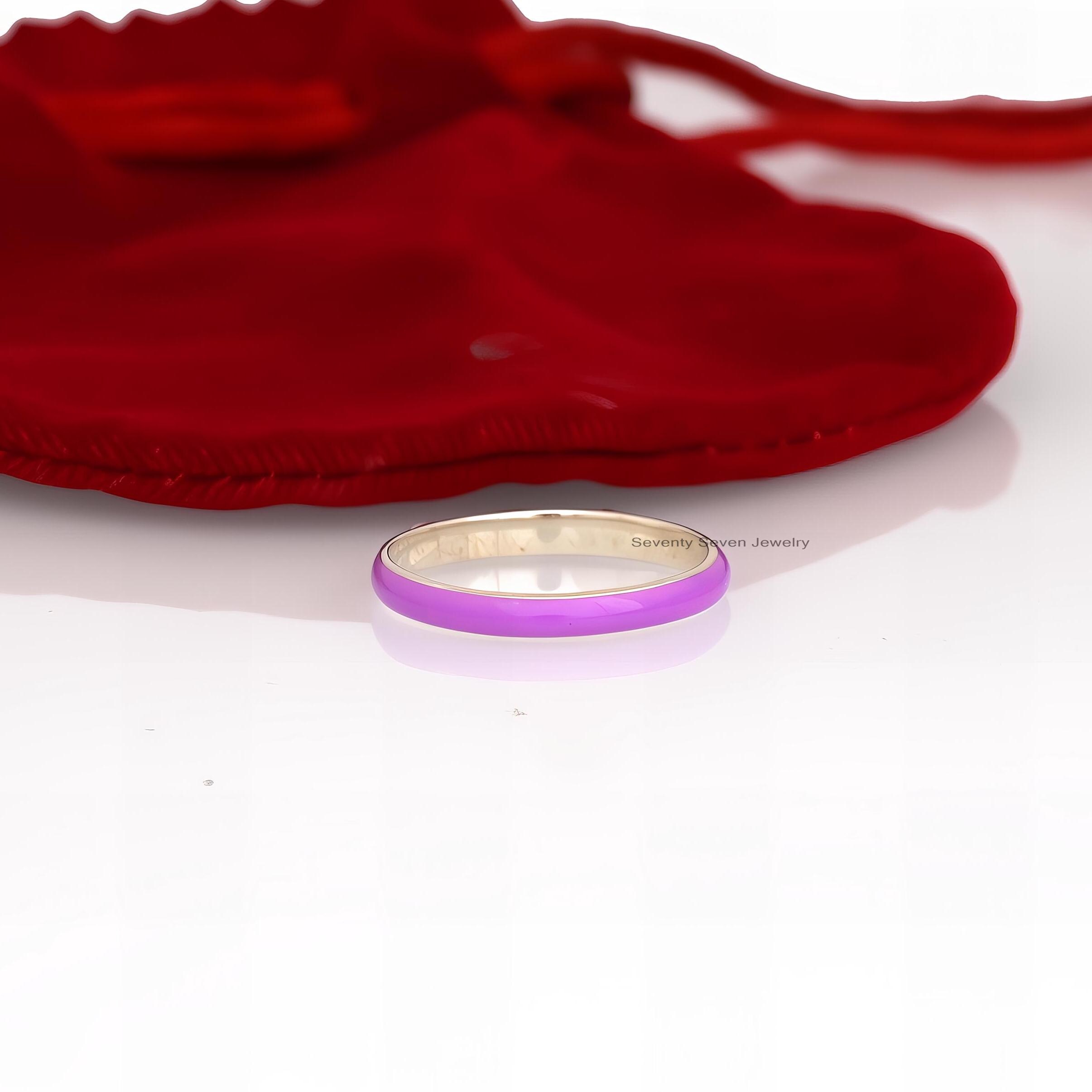 925 Silver Multi Color Enamel Ring: Moissanite Stacking Band - View 4 - Seventy Seven Jewelry | SKU: SSMJR766-SLYGELTQ-2026 925 Silver Multi Color Enamel Ring: Moissanite Stacking Band - View 4 - Seventy Seven Jewelry | SKU: SSMJR766-SLYGELTQ-2026